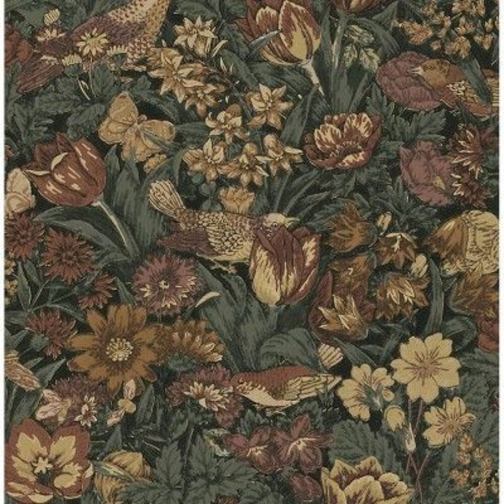 NextWall -  Bird Floral Peel and Stick Wallpaper Brown